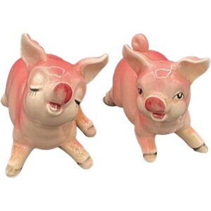 Anthropomorphic Pink Piggy Vintage Salt and Pepper Shakers Japan